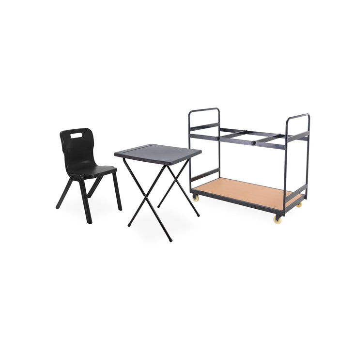 Titan 50 Chairs and Exam Desks + Trolley Bundle - Charcoal