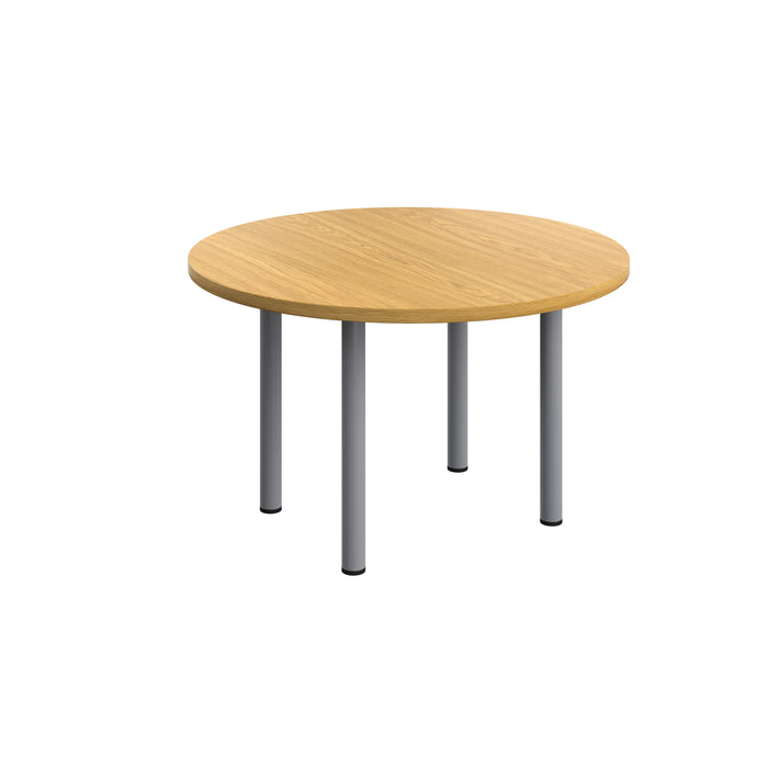 One Fraction Plus Circular Meeting Table (FSC) | 1200mm | Nova Oak/Silver