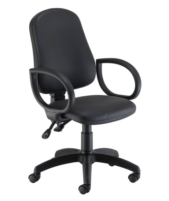 Calypso II Highback Operator Chair Office Chair, Fabric Office Chair TC Group Black PU Leather Fixed 